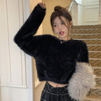 Women's Casual Faux Mink Pullover Sweater Top | Streetwear