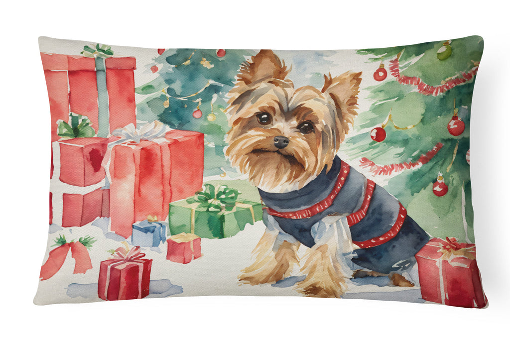 Yorkie Christmas Throw Pillow