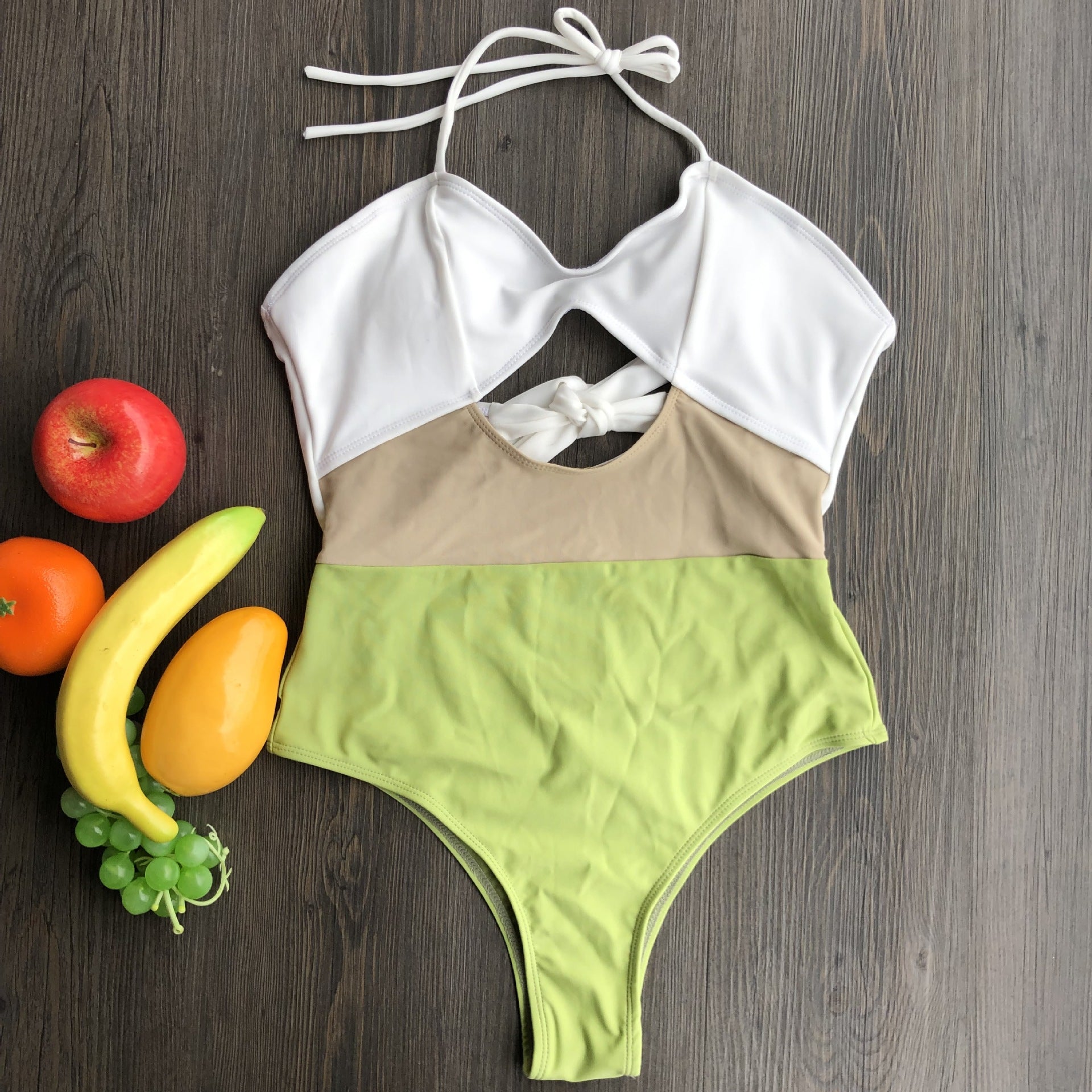 Womens Cutout Colorblock One-Piece Swimsuit