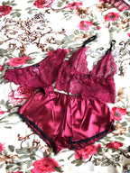 Lace and Satin Summer 3-Piece Sleepwear Set