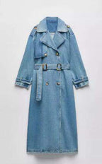 Women's Long-Sleeved Denim Windbreaker Jacket & Skirt