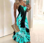 Slim Fit Floral Strappy Dress with Color Gradient