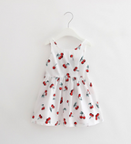 Girls' Summer Vest Dress with Cherry Design