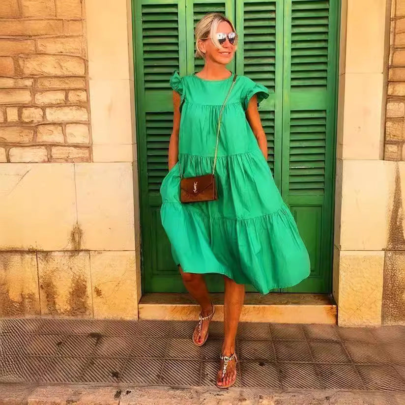 Summer Casual Loose Short Sleeve Dress for Women