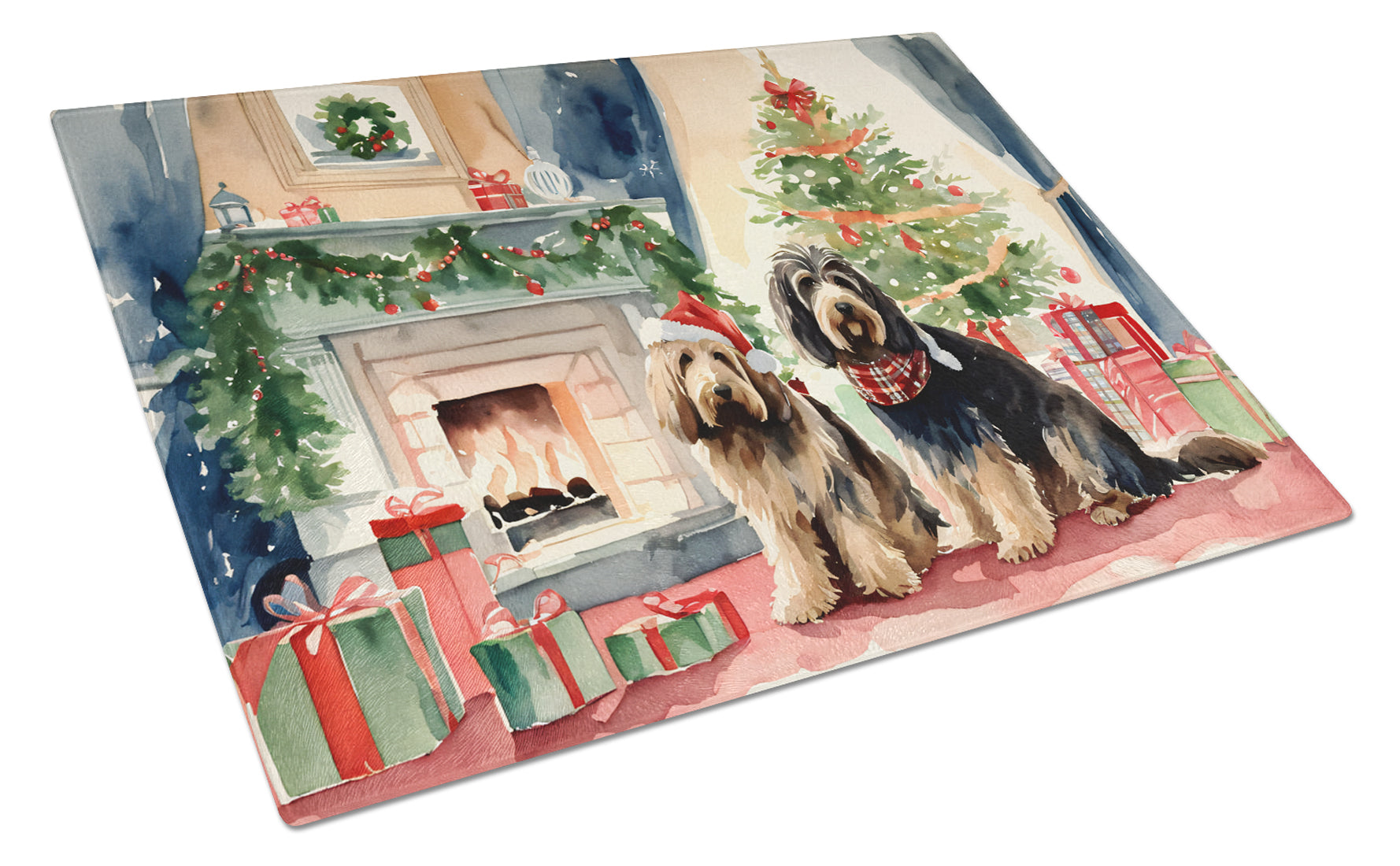 Otterhound Cozy Christmas Glass Cutting Board
