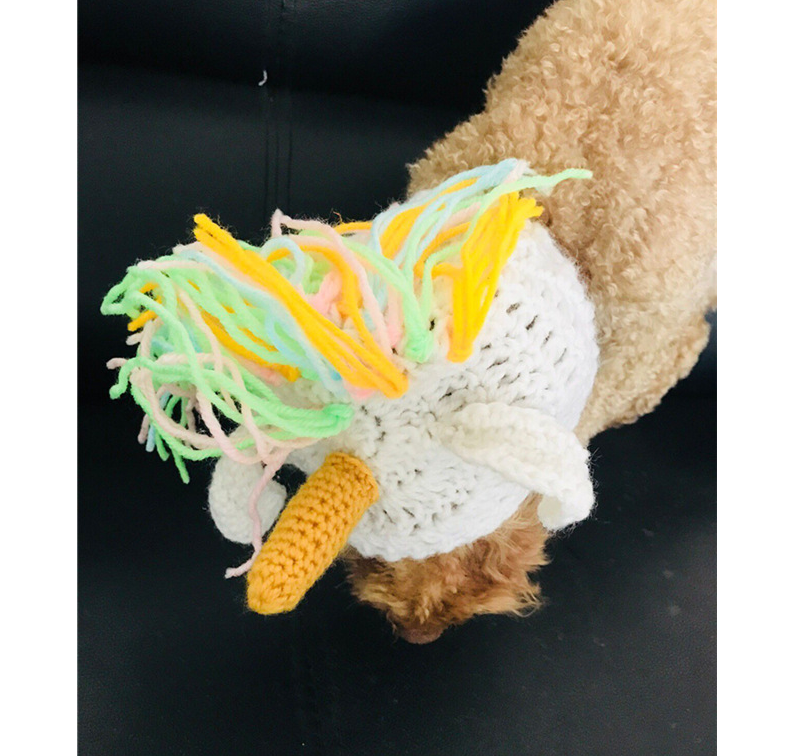 "Yarn Beanie for Pets - Unicorn Design"