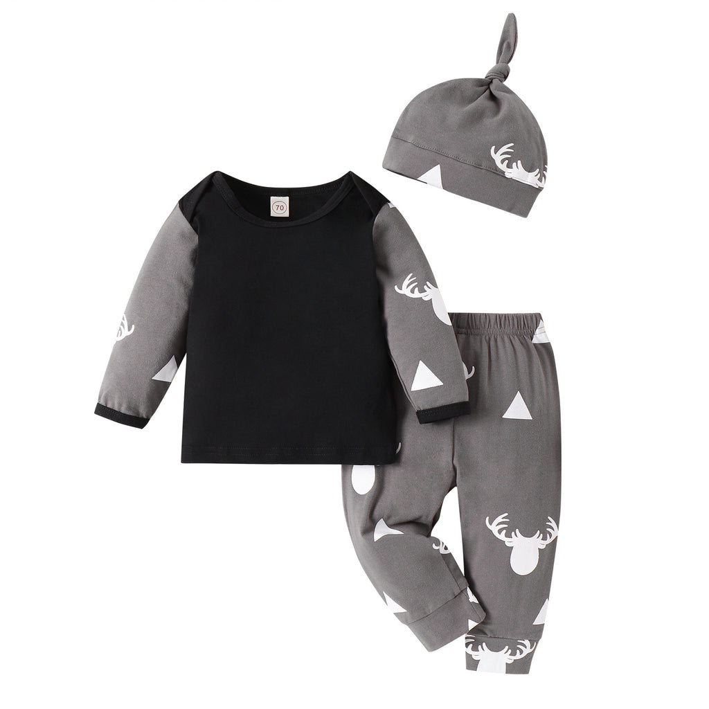 Triangle Print Deer Baby Bodysuit for Autumn