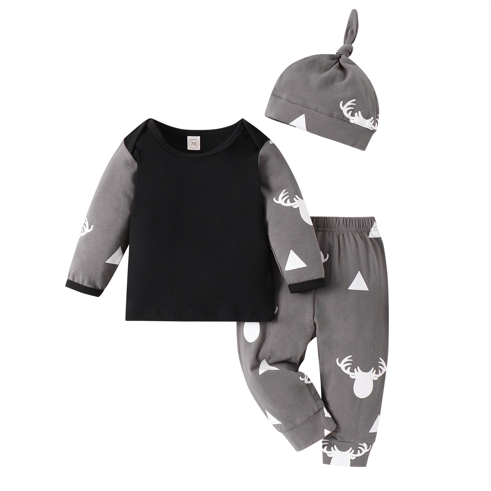 Triangle Print Deer Baby Bodysuit for Autumn