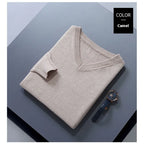 Men's V-Neck Loose Solid Color Knitted Sweater