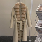 Alpaca Fleece Coat with Detachable Fox Fur Collar
