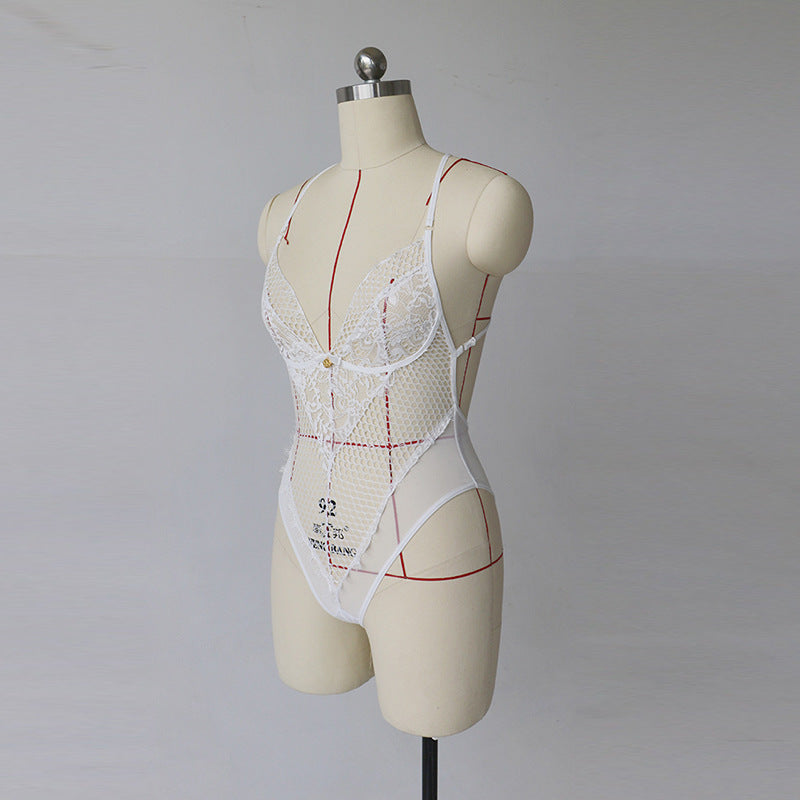 Lace Mesh See-Through Bodysuit for Seduction