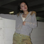 Retro Women's Thick Plush Hoodie Jacket for Winter