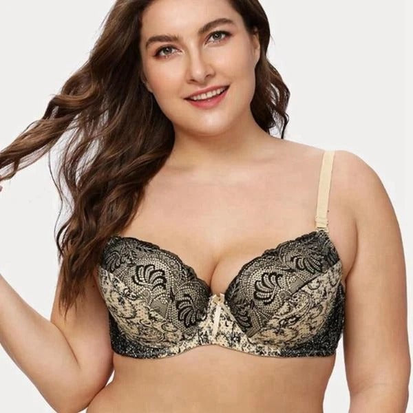 Lace and Print Plus Size Women's Bra and Lingerie
