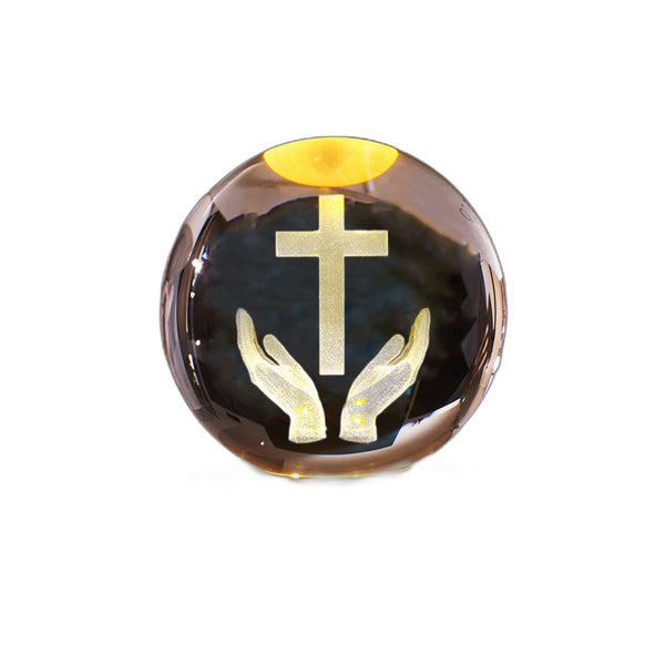 Luminous Cross Crystal Display - Christian LED Office Decor