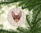 Toy Fox Terrier Merry Christmas Ceramic Ornament