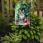Kurilian Bobtail Cat By the Christmas Tree Garden Flag