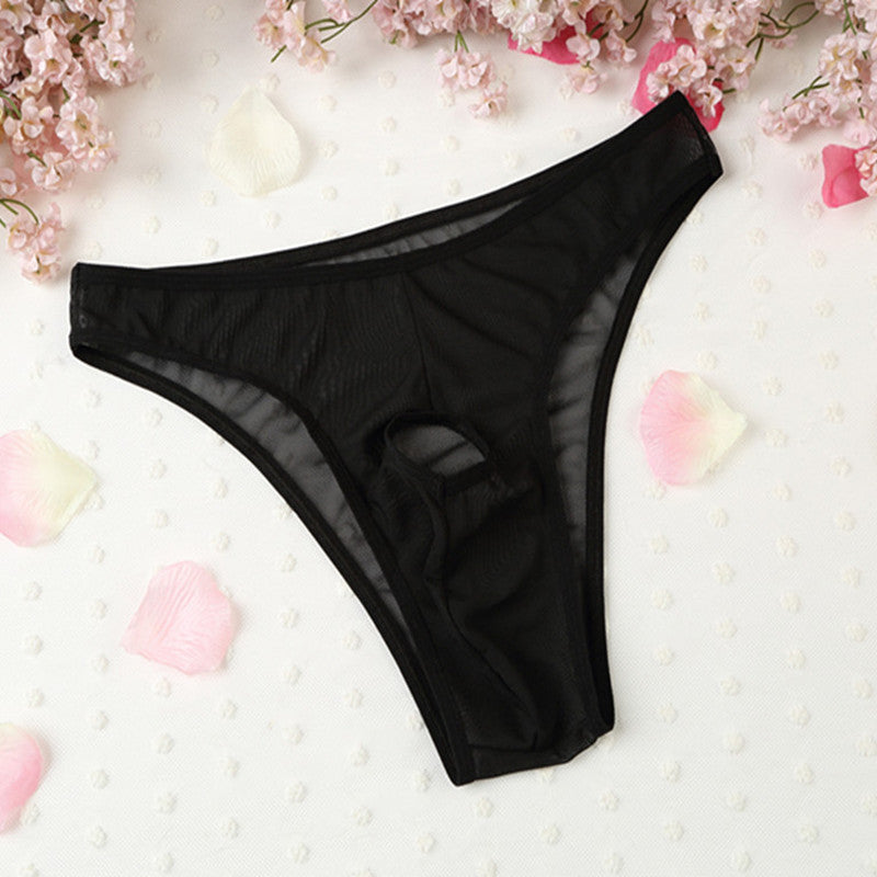 Couple's 3-Piece Set - Sexy Lace Transparent Thong