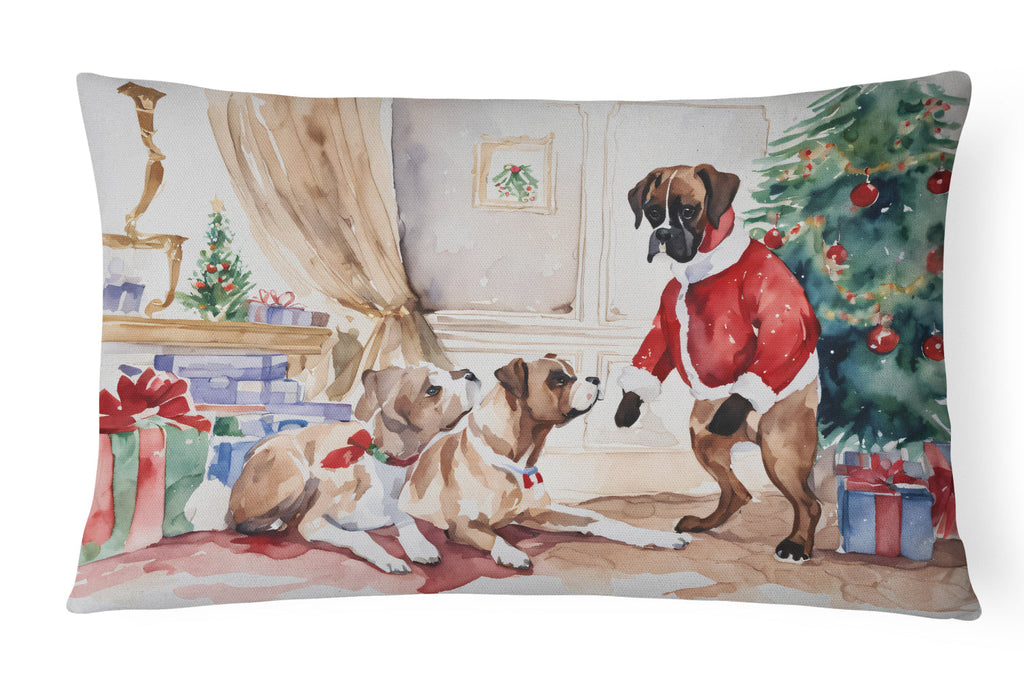 Fawn Boxer Christmas Throw Pillow