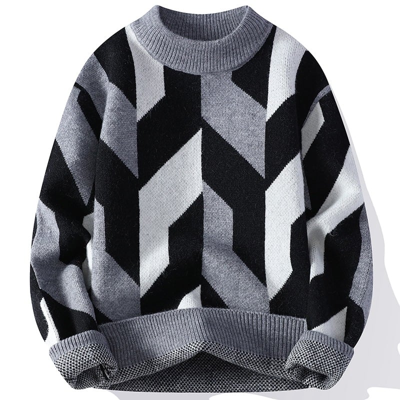Contrast Color Round Neck Sweater for Autumn/Winter