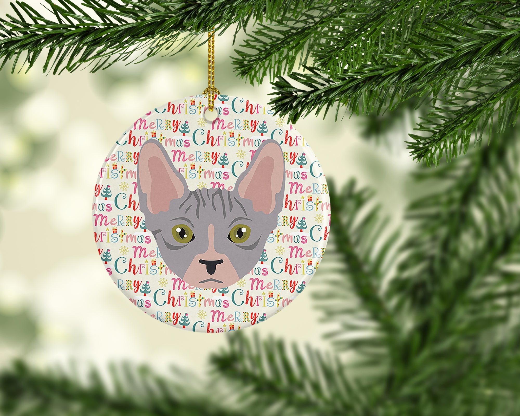 Bambino Cat Christmas Ceramic Ornament