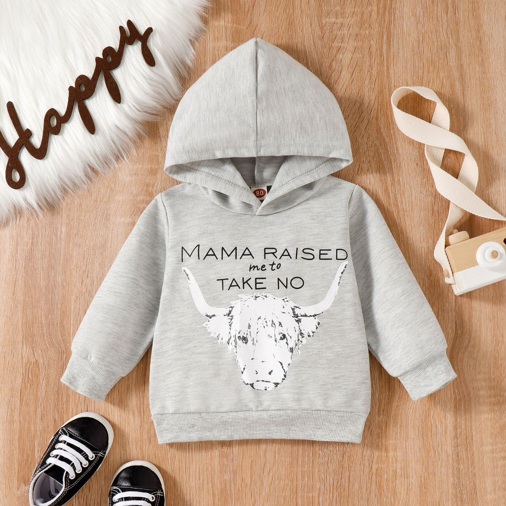 Children's Long Sleeve Cartoon Letter Print Hoodie | Streetwear