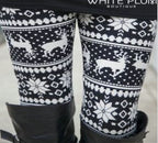 Christmas Print Plus Size Stretch Pants with Reindeer