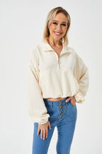 Casual Women's Half Zipper Sweatshirt | Streetwear