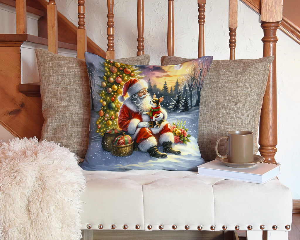Chihuahua and Santa Claus Throw Pillow