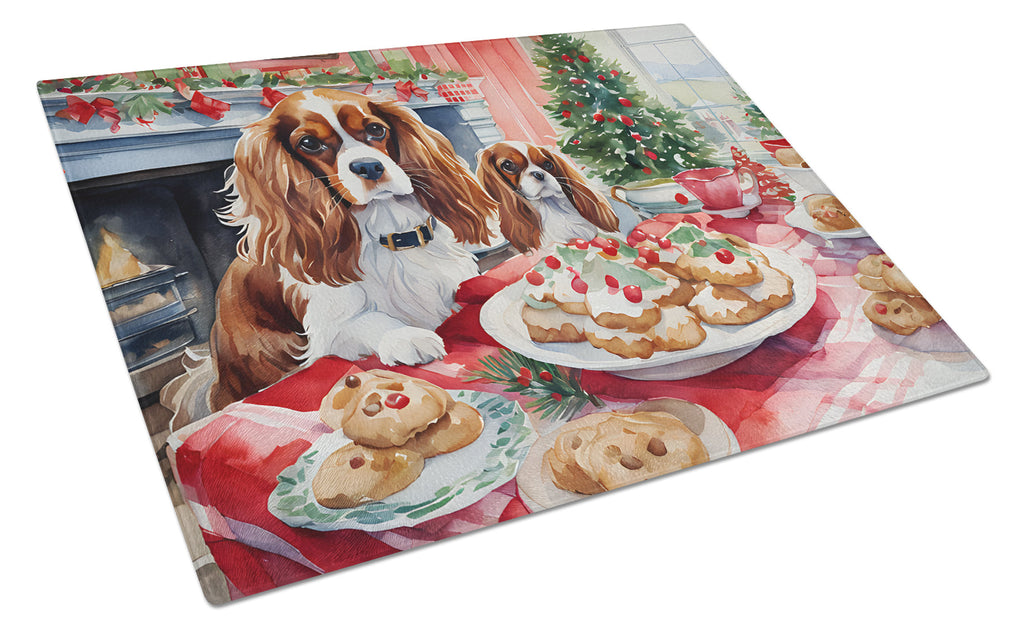 Cavalier Spaniel Christmas Cookies Glass Cutting Board