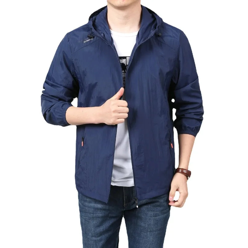 Men's Quick Dry Hooded Sun Protection Jacket for Outdoors