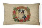 Australian Shepherd Christmas Flowers Throw Pillow