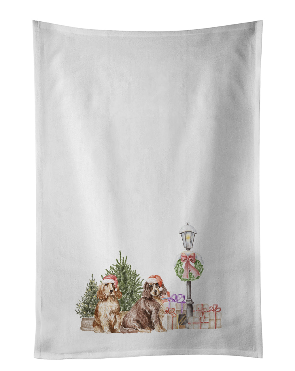 Cocker Spaniel Duo with Christmas Wonderland Kitchen Towel Set of 2