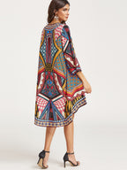 Bali Style Long Printed Beach Cover-Up for Women