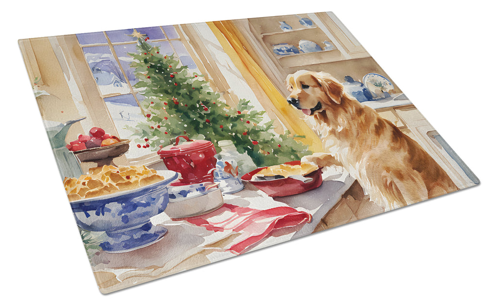 Golden Retriever Christmas Cookies Glass Cutting Board