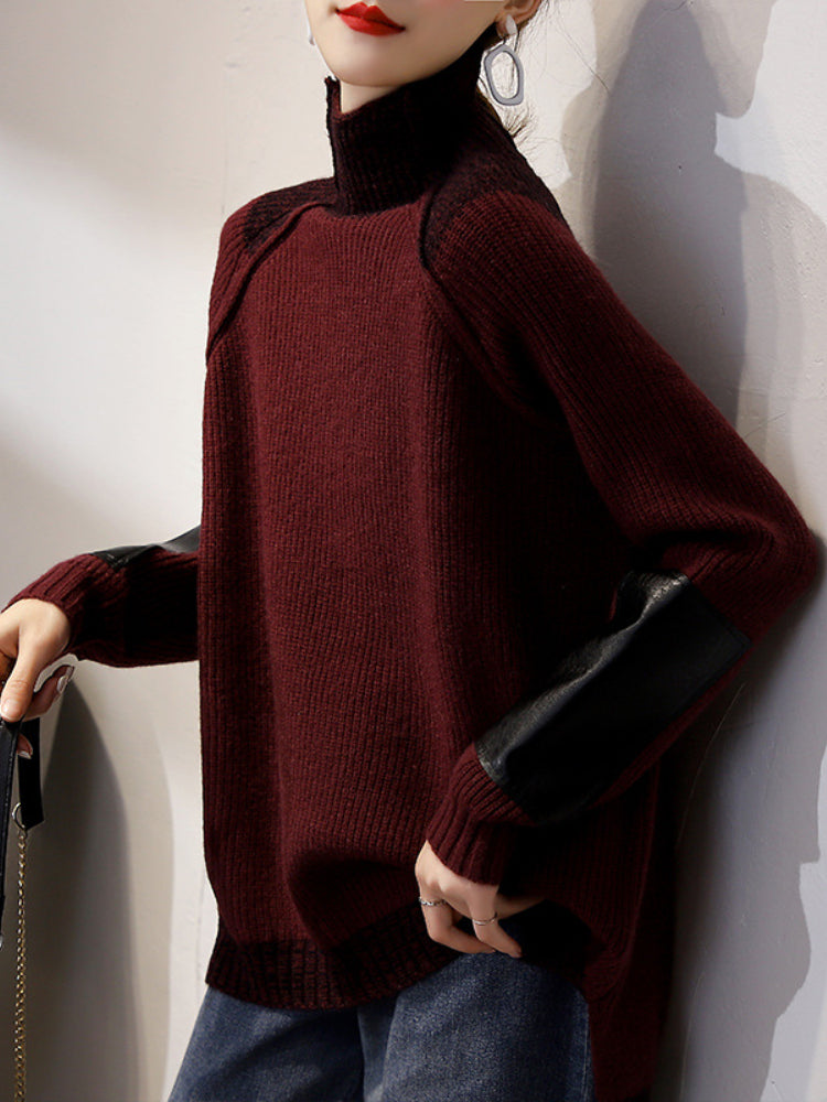 Winter Women's High Neck Loose Knitted Christmas Sweater