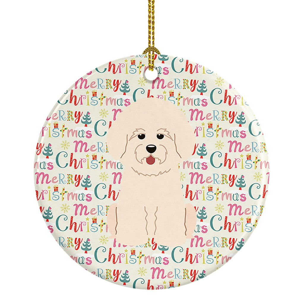 Merry Christmas Bichon Frise Ceramic Ornament