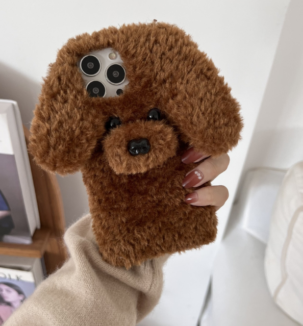 3D Teddy Dog Plush Phone Case for iPhone 11