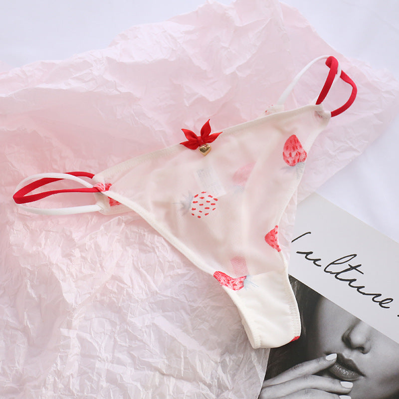 Translucent Strawberry Cherry Low Waist Women's Panties