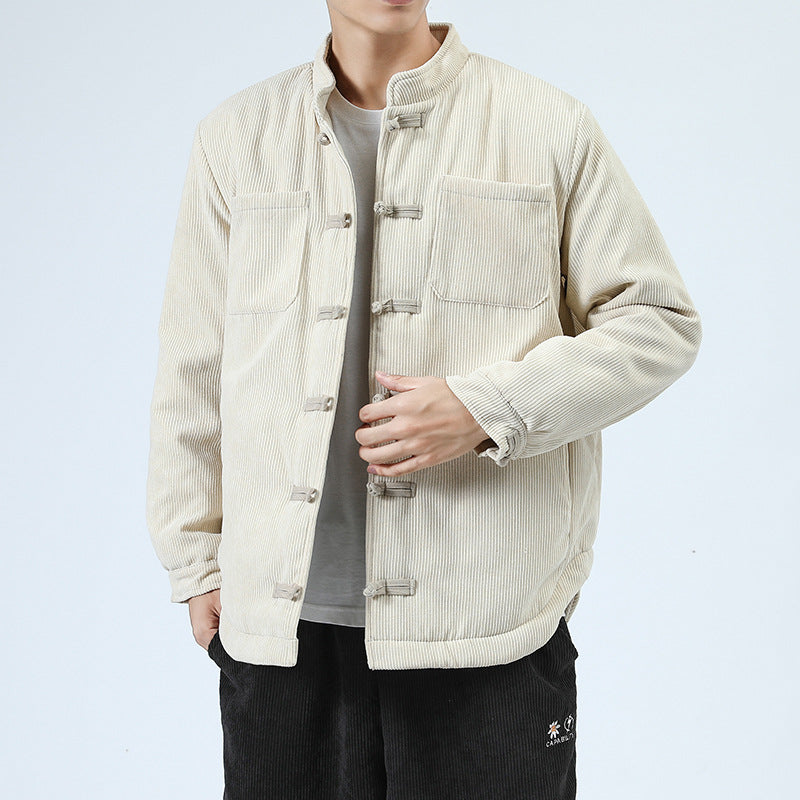 Men's Casual Cotton-padded Buckle Coat