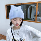 Super Cute Knitted Wool Hat with Little Ears | Embroidered Cap