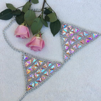 Rhinestone Gem Chain Bra Top