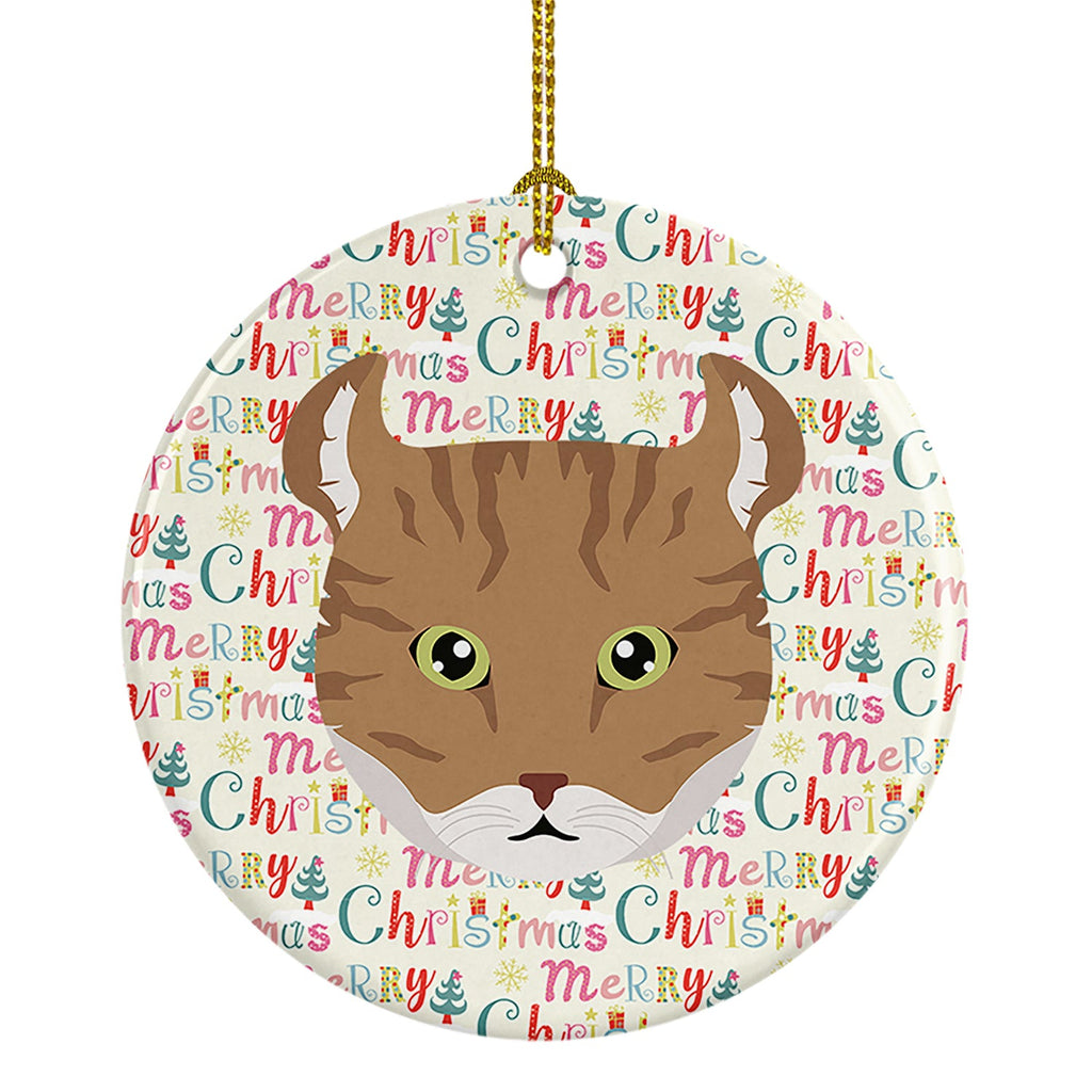 Highlander Lynx Cat Christmas Ceramic Ornament