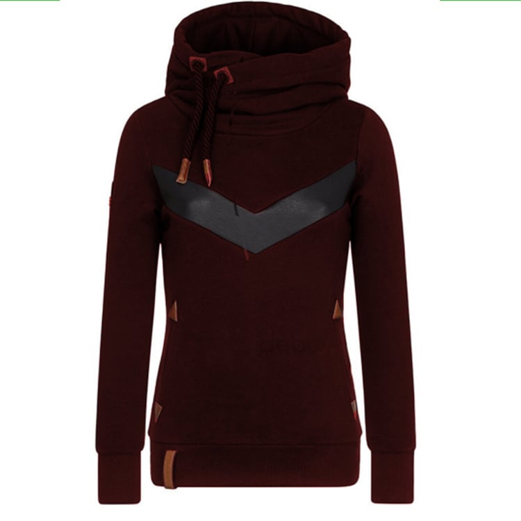 Women's Long Sleeve Hooded Stitching Sweater