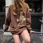 Knight Print Long Sleeve Loose Pullover Sweatshirt | Streetwear