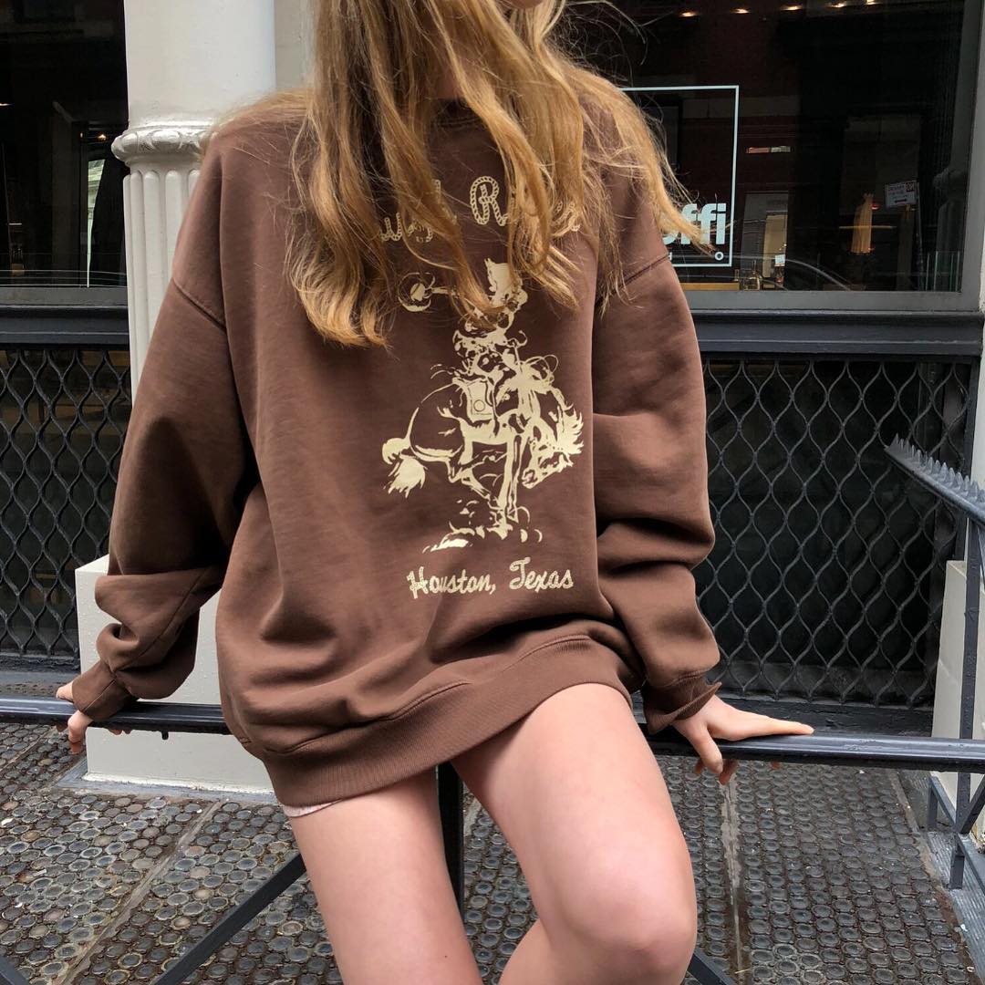 Knight Print Long Sleeve Loose Pullover Sweatshirt | Streetwear