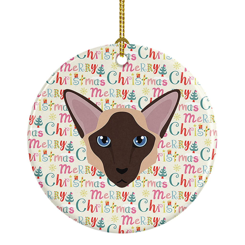 Colorpoint Longhair Cat Christmas Ceramic Ornament