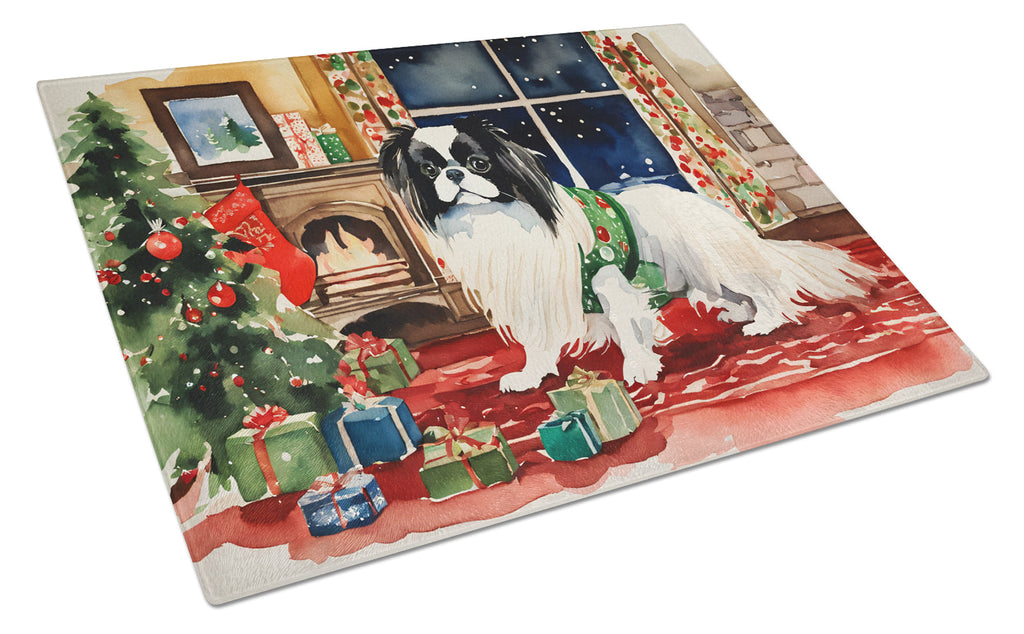 Japanese Chin Cozy Christmas Glass Cutting Board