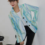 Vintage Striped Hand-Painted Women's Blazer Jacket