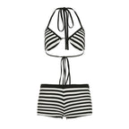 Striped Halter Bikini Set with Boyshorts