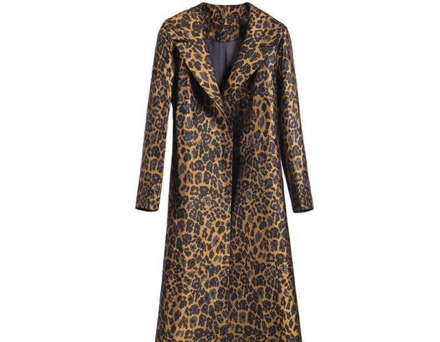 Leopard Print Knee-Length Jacket for Women